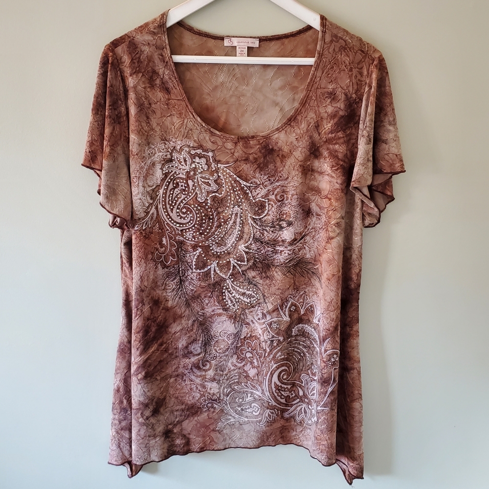 Db Established 1962 2X Y2K Whimsigoth Fairy Grunge Boho Burnout Rhinestone Top